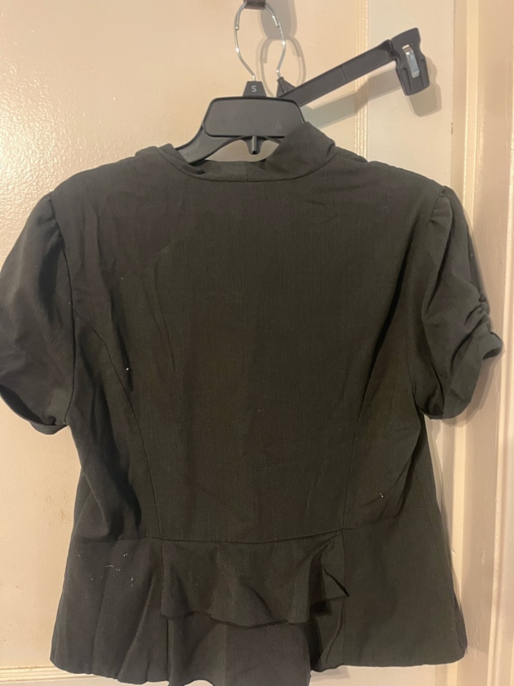 Maurices Black Short-Sleeve Blazer with Patterned Lining - Picture 3 of 3